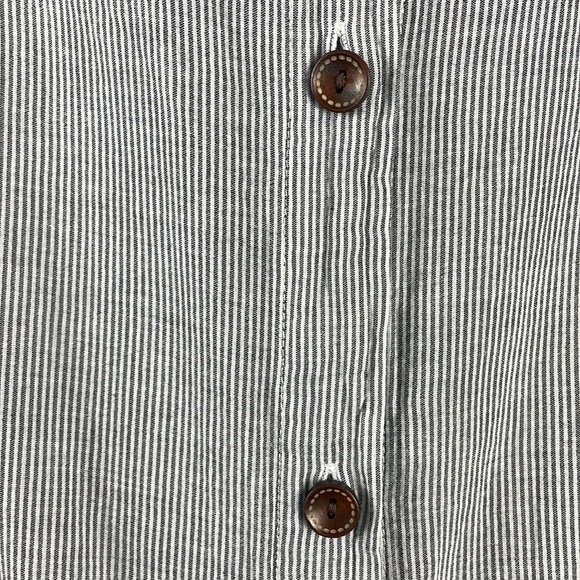 Dotti On Island Time Button Up Cover Up Shirt Dress gray white vertical stripe L - Picture 9 of 14